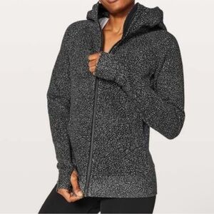 Black and White Patterned Zip-Up Hoodie